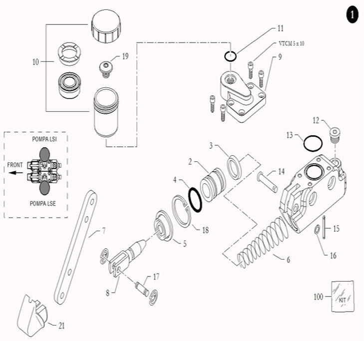 #1 Master Cylinder 22-SRR LSE (Exterior for KF/KZ)