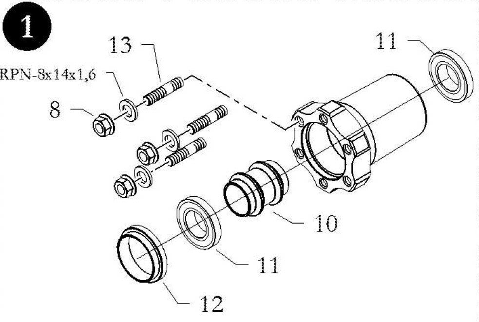 FRONT WHEEL HUB (KF) - 25MM x 85mm