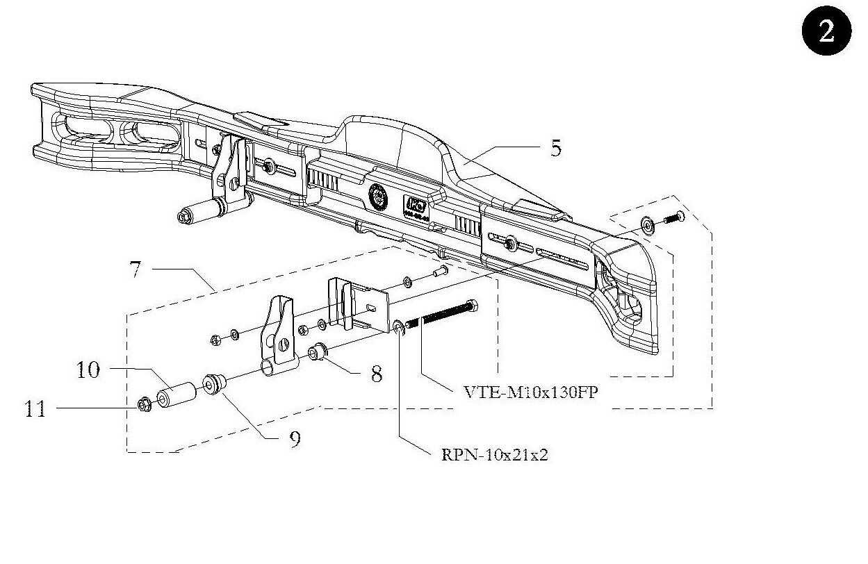 # 2 KG REAR BUMPER, 3 PC ADJUSTABLE (AM 29 Chassis)