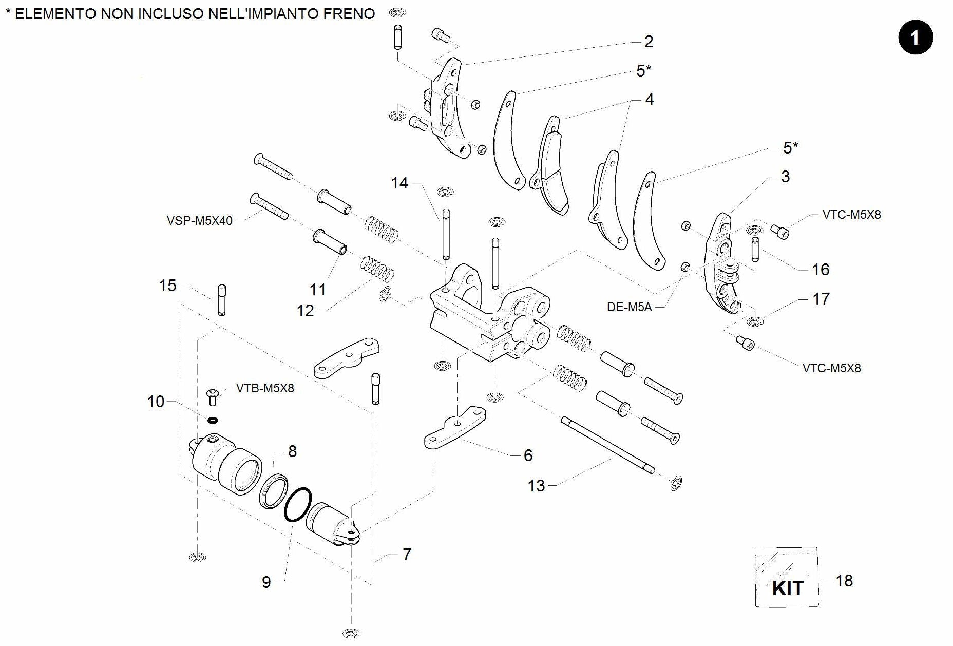 KART REAR BRAKE CALIPER CX-124 ASSEMBLY (Cadet Kart)