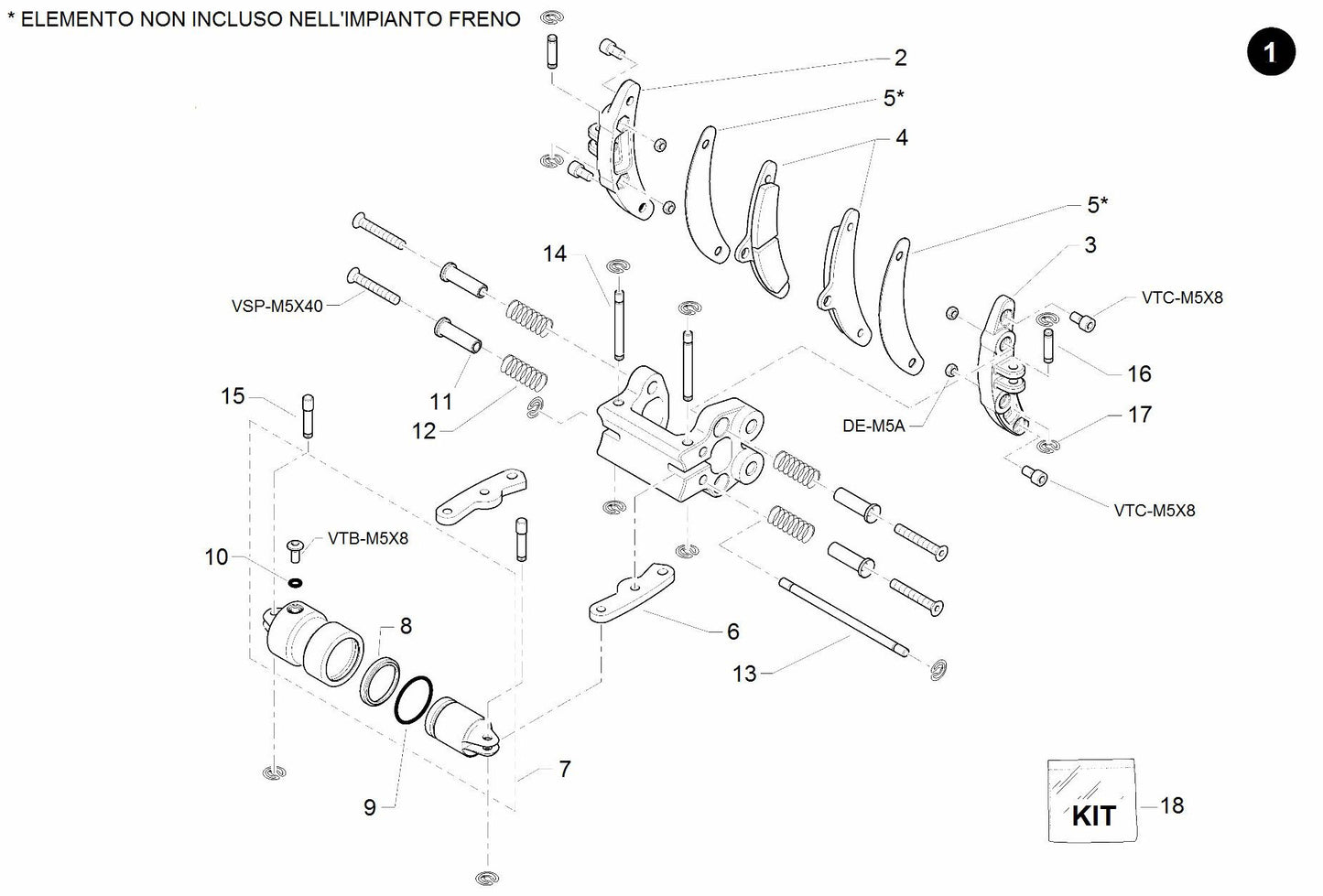 KART REAR BRAKE CALIPER CX-124 ASSEMBLY (Cadet Kart)