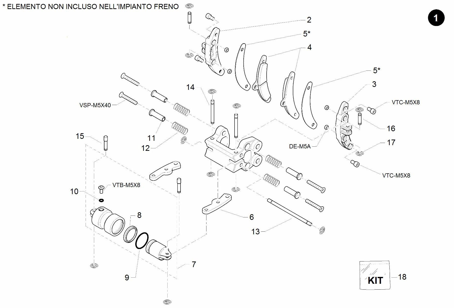 KART REAR BRAKE CALIPER CX-124 ASSEMBLY (Cadet Kart)