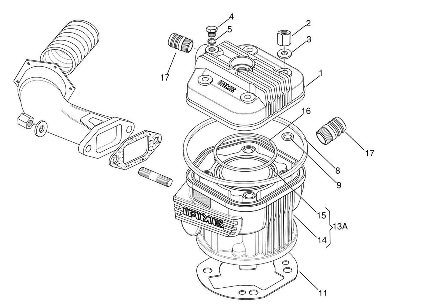 IAME X30 Engine Cylinder Head Assembly Drawing